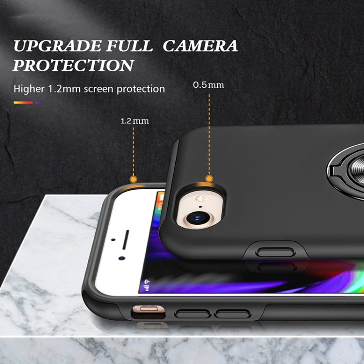 For iPhone SE 2022 / SE 2020 / 8 / 7 Magnetic Ring Kickstand Shockproof Phone Case(Black) - iPhone SE 2022 / 2020 / 8 / 7 Cases by buy2fix | Online Shopping UK | buy2fix