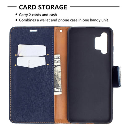 For Samsung Galaxy A32 4G Litchi Texture Pure Color Horizontal Flip Leather Case with Holder & Card Slots & Wallet & Lanyard(Dark Blue) - Samsung Accessories by buy2fix | Online Shopping UK | buy2fix