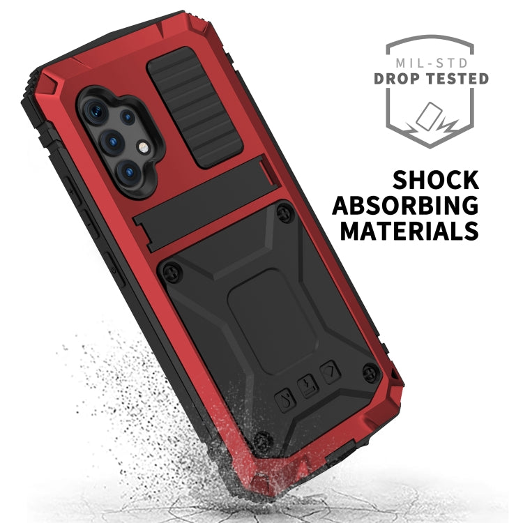 For Samsung Galaxy A32 4G R-JUST Waterproof Shockproof Dustproof Metal + Silicone Protective Case with Holder(Red) - Galaxy Phone Cases by R-JUST | Online Shopping UK | buy2fix