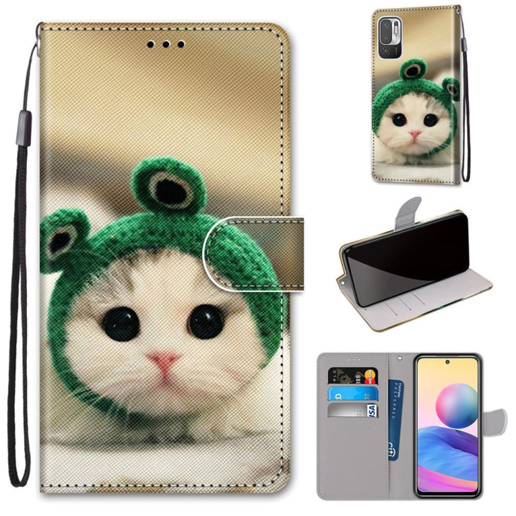 For Xiaomi Redmi Note 10 5G Coloured Drawing Cross Texture Horizontal Flip PU Leather Case with Holder & Card Slots & Wallet & Lanyard(Frog Kitten) - Xiaomi Cases by buy2fix | Online Shopping UK | buy2fix