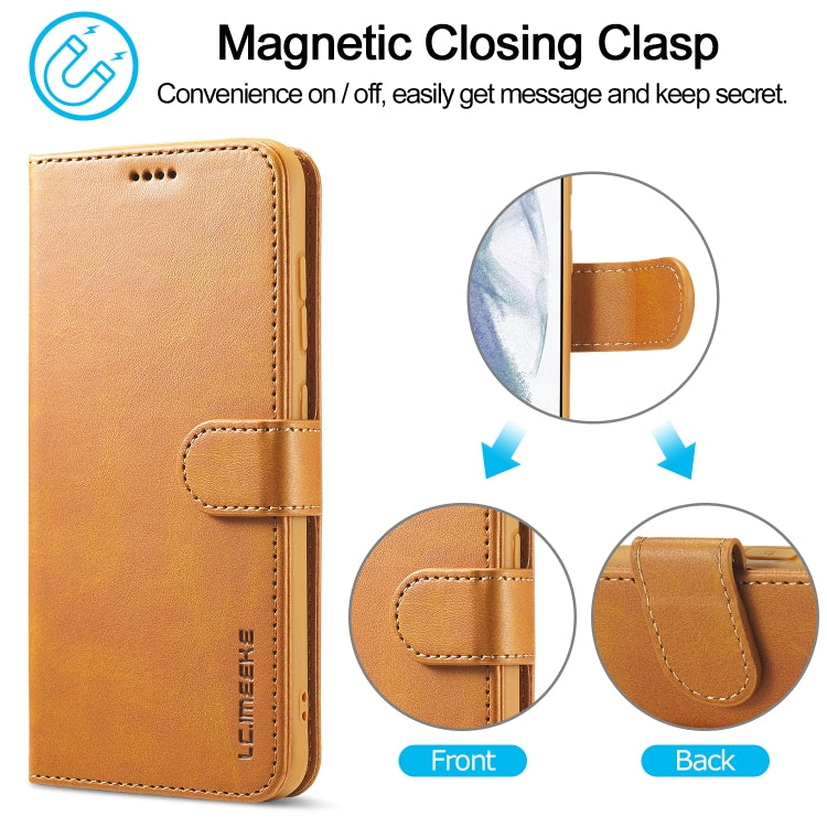 For Samsung Galaxy S21 FE LC.IMEEKE Calf Texture Horizontal Flip Leather Case, with Holder & Card Slots & Wallet(Brown) - Galaxy Phone Cases by LC.IMEEKE | Online Shopping UK | buy2fix