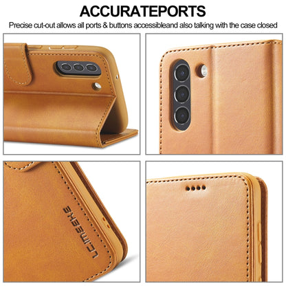 For Samsung Galaxy S21 FE LC.IMEEKE Calf Texture Horizontal Flip Leather Case, with Holder & Card Slots & Wallet(Brown) - Galaxy Phone Cases by LC.IMEEKE | Online Shopping UK | buy2fix