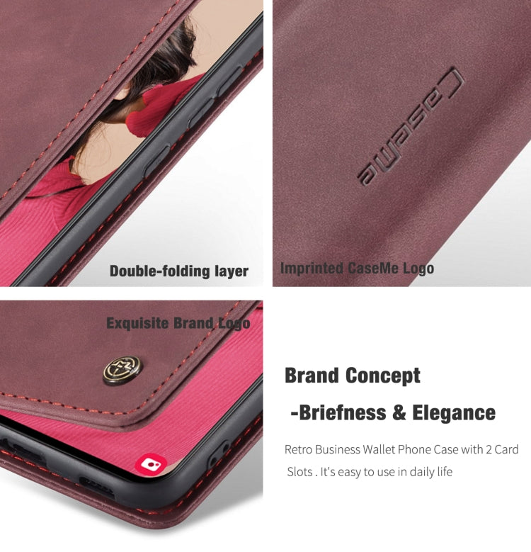 For Samsung Galaxy S21 FE CaseMe 013 Multifunctional Horizontal Flip Leather Case, with Card Slot & Holder & Wallet(Wine Red) - Galaxy Phone Cases by CaseMe | Online Shopping UK | buy2fix