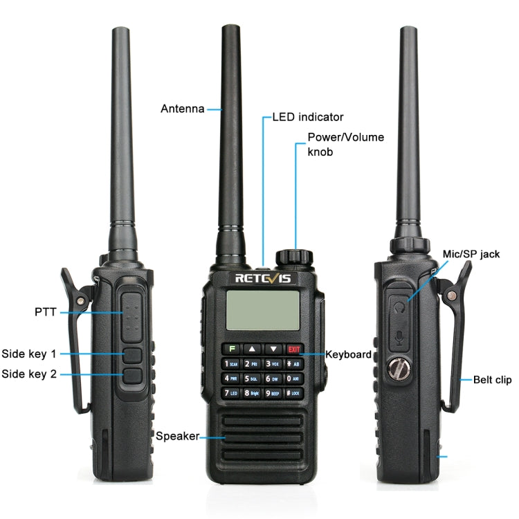 RETEVIS RT87 136-174MHz + 400-480MHz 128CHS Waterproof Dual Band DTMF Two Way Radio Handheld Walkie Talkie, EU Plug - Handheld Walkie Talkie by RETEVIS | Online Shopping UK | buy2fix