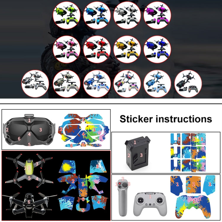 FPV-TZ-SF 4 in 1 Waterproof Anti-Scratch Decal Skin Wrap Stickers Personalized Film Kits for DJI FPV Drone & Goggles V2 & Remote Control & Rocker(Fluorescent Green) - DJI & GoPro Accessories by buy2fix | Online Shopping UK | buy2fix