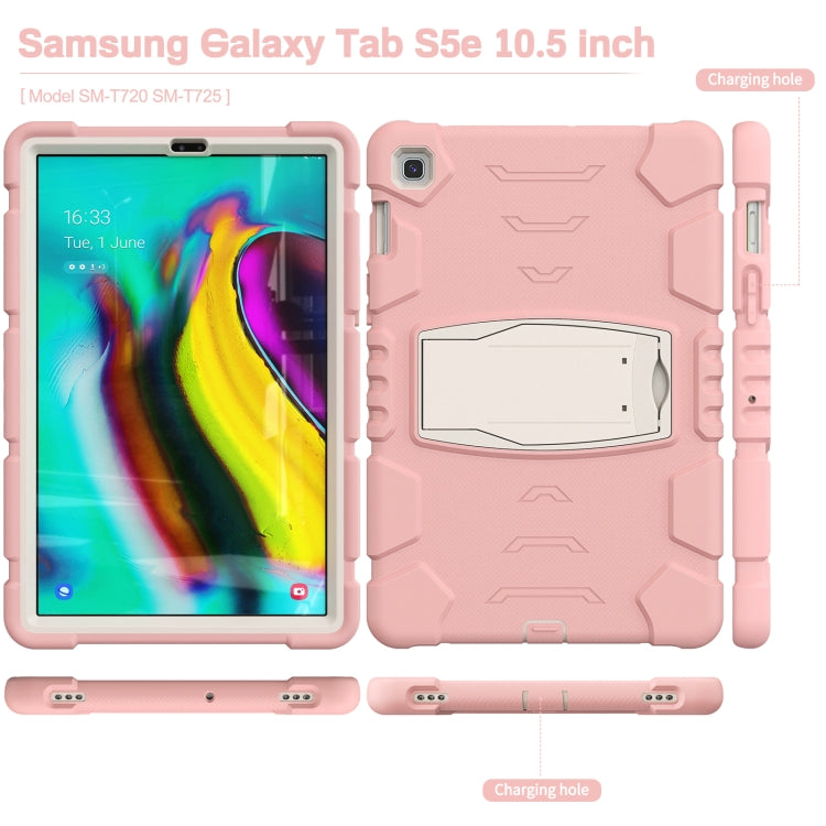 3-Layer Protection Screen Frame + PC + Silicone Shockproof Combination Case with Holder For Samsung Galaxy Tab S5e T720(Cherry Blossoms Pink) - Tab S5E 10.5 T720 / T725 by buy2fix | Online Shopping UK | buy2fix