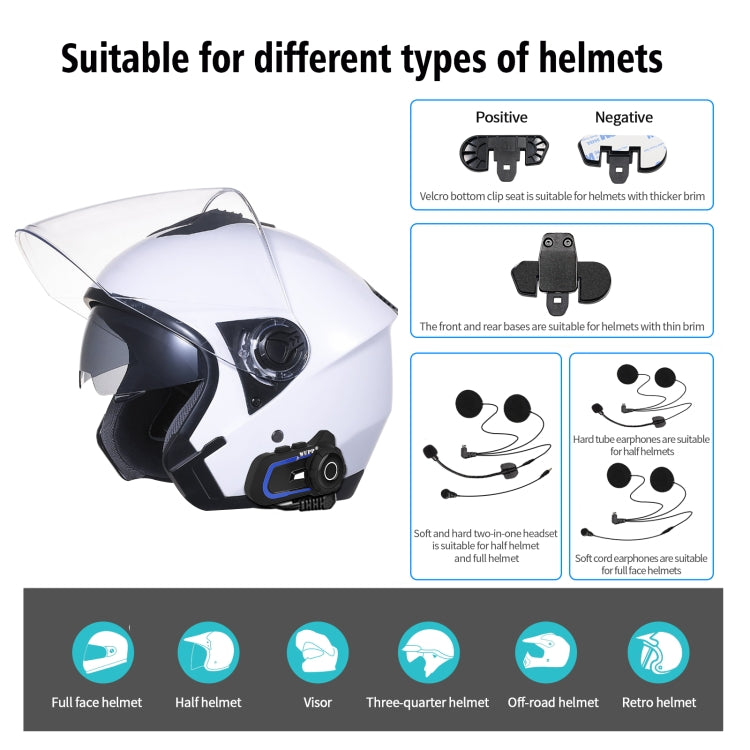 CS-1412D1 Bluetooth 5.1 S2 Motorcycle Helmet Full Duplex Bluetooth Intercom Headset Earphone(Black) - Consumer Electronics by buy2fix | Online Shopping UK | buy2fix