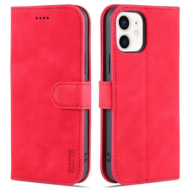 For iPhone 12 / 12 Pro AZNS Skin Feel Calf Texture Horizontal Flip Leather Case with Card Slots & Holder & Wallet(Red) - iPhone 12 / 12 Pro Cases by AZNS | Online Shopping UK | buy2fix