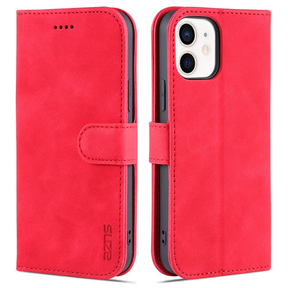 For iPhone 12 / 12 Pro AZNS Skin Feel Calf Texture Horizontal Flip Leather Case with Card Slots & Holder & Wallet(Red) - iPhone 12 / 12 Pro Cases by AZNS | Online Shopping UK | buy2fix