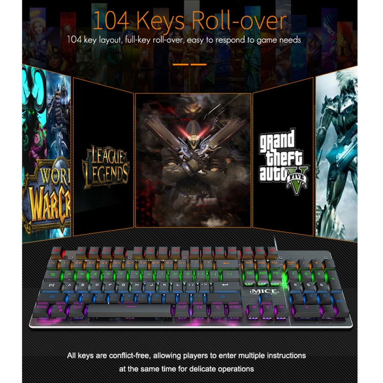 iMICE MK-X80 104 Keys Mechanical Blue-axis Backlight Wired Gaming Keyboard - Wired Keyboard by iMICE | Online Shopping UK | buy2fix