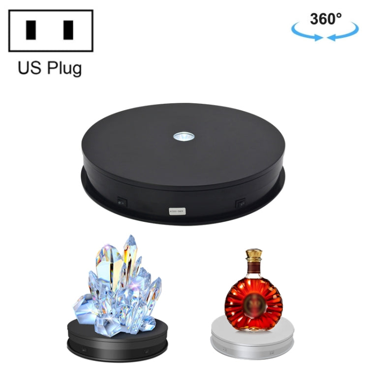 30cm Electric Rotating Turntable Display Stand  LED Light Video Shooting Props Turntable, Power Plug:110V US Plug(Black) - Camera Accessories by buy2fix | Online Shopping UK | buy2fix