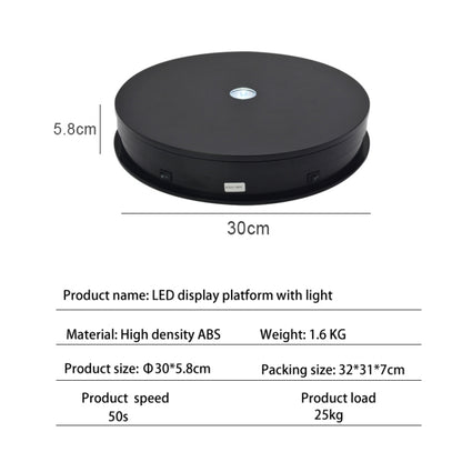 30cm Electric Rotating Turntable Display Stand  LED Light Video Shooting Props Turntable, Power Plug:110V US Plug(Black) - Camera Accessories by buy2fix | Online Shopping UK | buy2fix