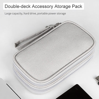 SM05 Double-layer Digital Accessory Storage Bag with Lanyard(Gray) - Digital Storage Bag by buy2fix | Online Shopping UK | buy2fix