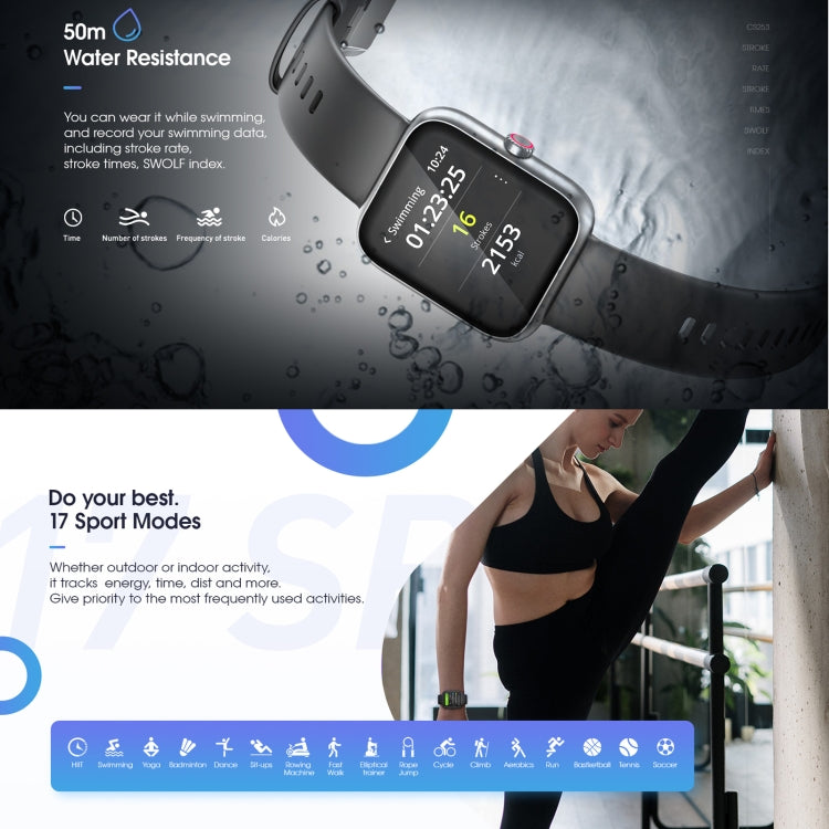 CS253 1.57 inch TFT Touch Screen 5ATM Waterproof Smart Watch, Support Sleep Monitoring / Heart Rate Monitoring / Sport Mode / Incoming Call & Information Reminder(Black) - Smart Wear by buy2fix | Online Shopping UK | buy2fix