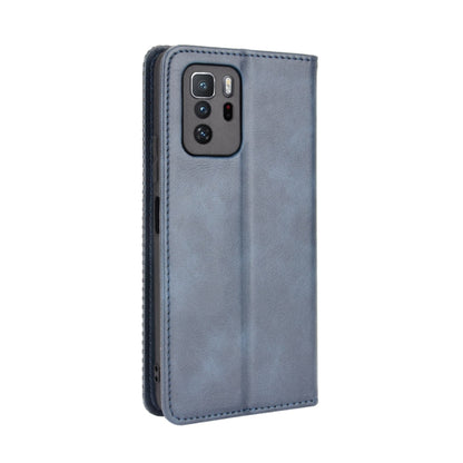 For Xiaomi Redmi Note 10 Pro 5G / Poco X3 GT Magnetic Buckle Retro Crazy Horse Texture Horizontal Flip Leather Case with Holder & Card Slots & Photo Frame(Blue) - Xiaomi Cases by buy2fix | Online Shopping UK | buy2fix