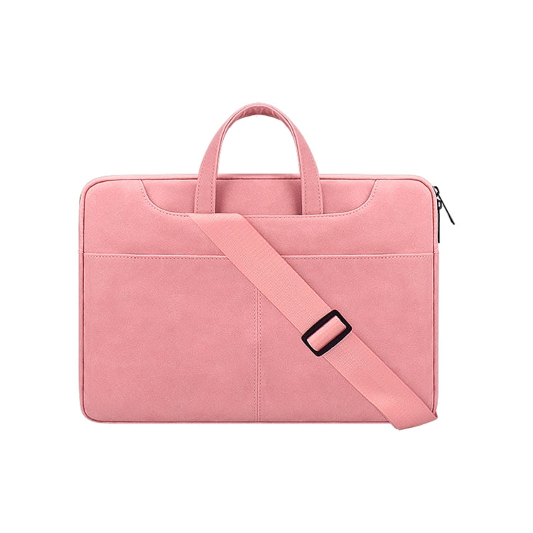 ST06SDJ Frosted PU Business Laptop Bag with Detachable Shoulder Strap, Size:14.1-15.4 inch(Pink) - 15 inch by buy2fix | Online Shopping UK | buy2fix