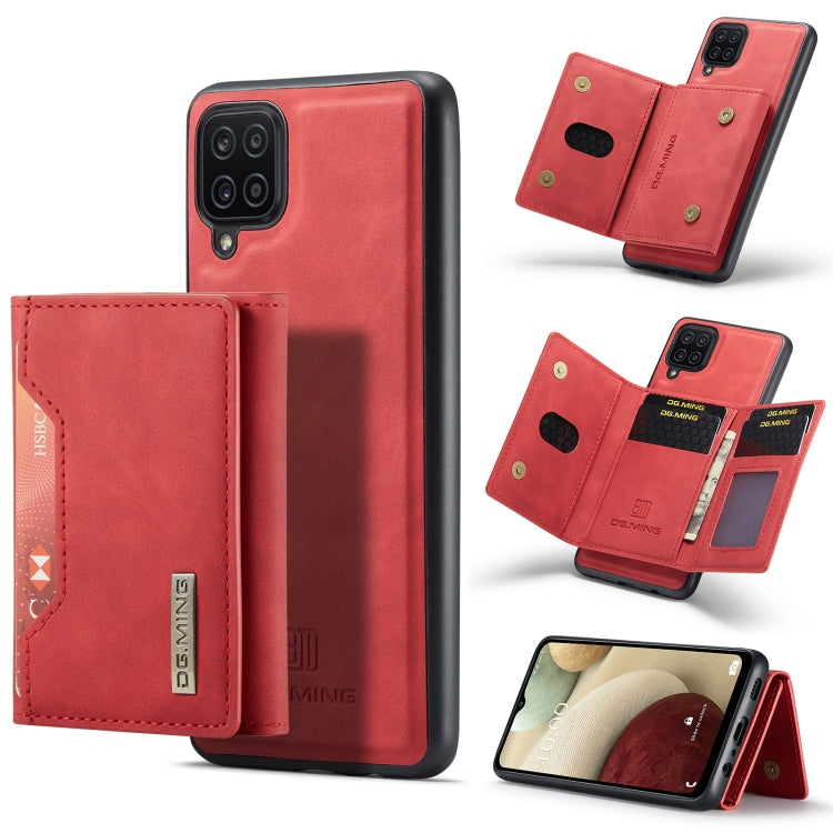 For Samsung Galaxy A12 5G DG.MING M2 Series 3-Fold Multi Card Bag Back Cover Shockproof Case with Wallet & Holder Function(Red) - Galaxy Phone Cases by DG.MING | Online Shopping UK | buy2fix