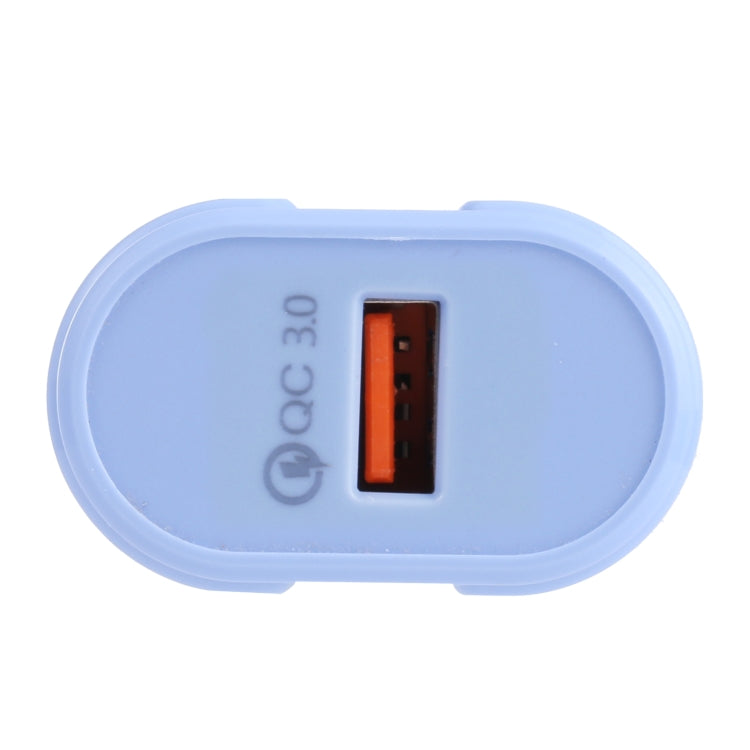 13-3 QC3.0 Single USB Interface Macarons Travel Charger, EU Plug(Blue) - Mobile Accessories by buy2fix | Online Shopping UK | buy2fix