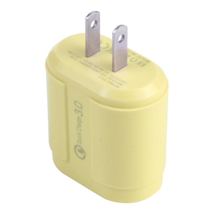 13-3 QC3.0 Single USB Interface Macarons Travel Charger, US Plug(Yellow) - Mobile Accessories by buy2fix | Online Shopping UK | buy2fix