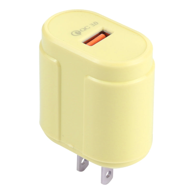 13-3 QC3.0 Single USB Interface Macarons Travel Charger, US Plug(Yellow) - Mobile Accessories by buy2fix | Online Shopping UK | buy2fix