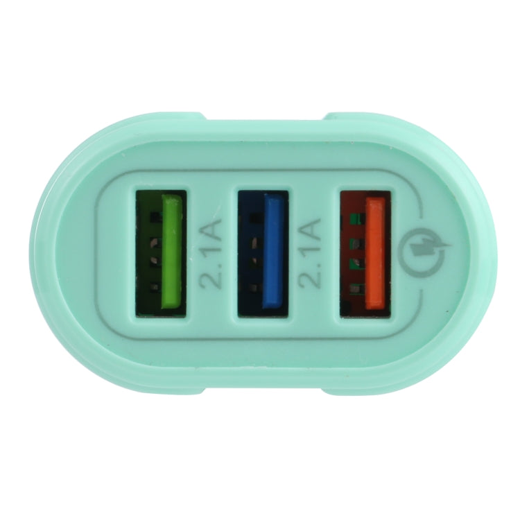 13-222 QC3.0 USB + 2.1A Dual USB Ports Macarons Travel Charger, US Plug(Green) - Mobile Accessories by buy2fix | Online Shopping UK | buy2fix