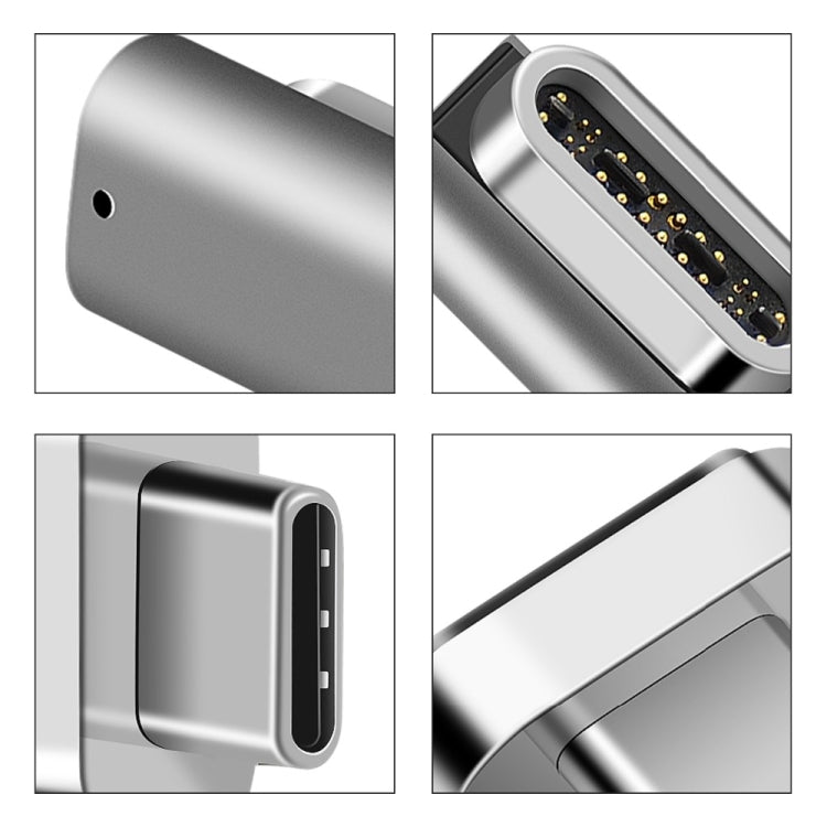 100W USB-C / Type-C Female to 20 Pin Magnetic USB-C / Type-C Male Elbow Adapter (Silver) - Cable & Adapter by buy2fix | Online Shopping UK | buy2fix