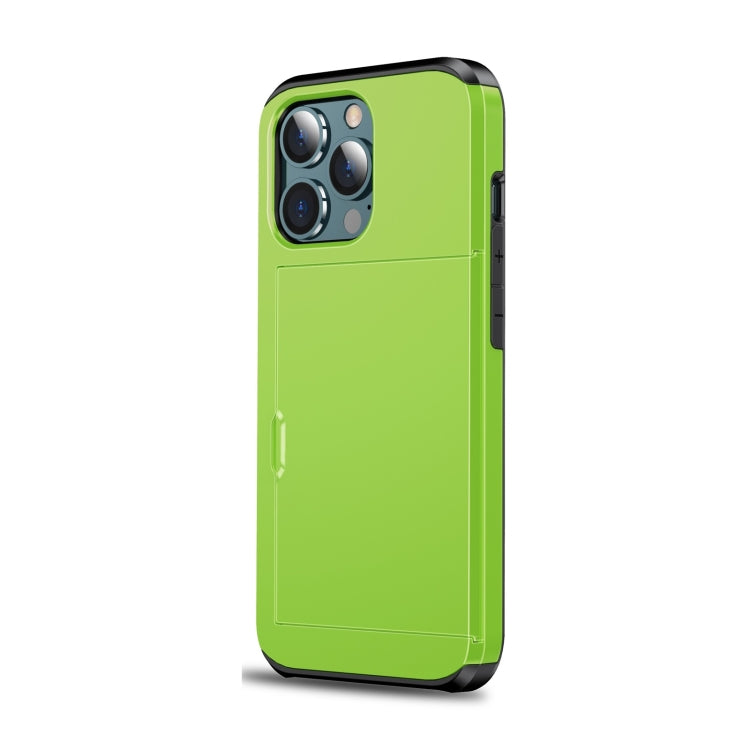 For iPhone 13 Pro Shockproof Armor Protective Case with Slide Card Slot (Green) - iPhone 13 Pro Cases by buy2fix | Online Shopping UK | buy2fix