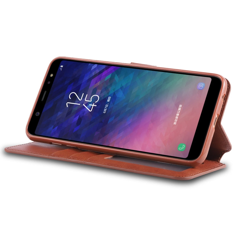 For Galaxy A6 2018 AZNS Calf Texture Magnetic Horizontal Flip PU Leather Case with Holder & Card Slots & Photo Frame(Brown) - Galaxy Phone Cases by AZNS | Online Shopping UK | buy2fix