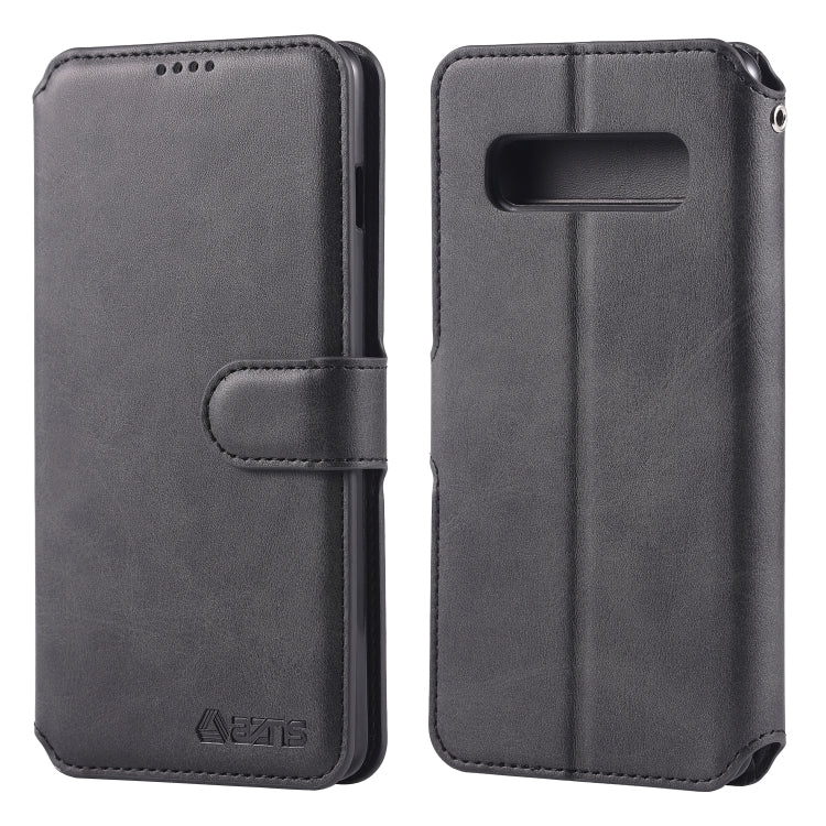 For Galaxy S10 Plus AZNS Calf Texture Magnetic Horizontal Flip PU Leather Case with Holder & Card Slots & Photo Frame(Black) - Galaxy Phone Cases by AZNS | Online Shopping UK | buy2fix
