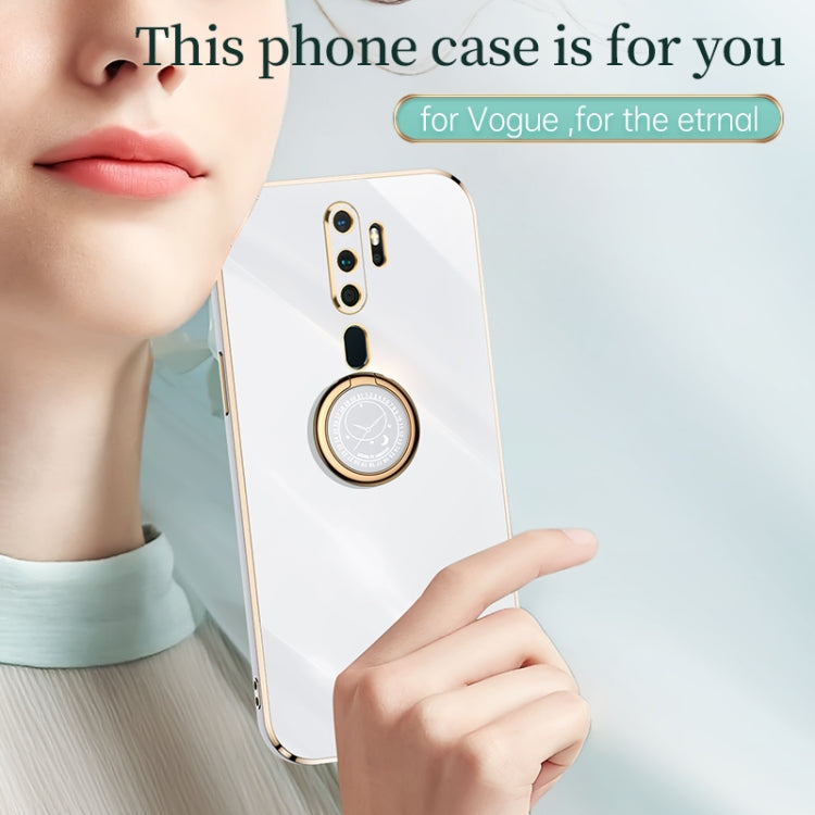 For OPPO A9 2020 / A11x XINLI Straight Edge 6D Electroplate TPU Phone Case with Ring Holder(Mint Green) - OPPO Cases by XINLI | Online Shopping UK | buy2fix