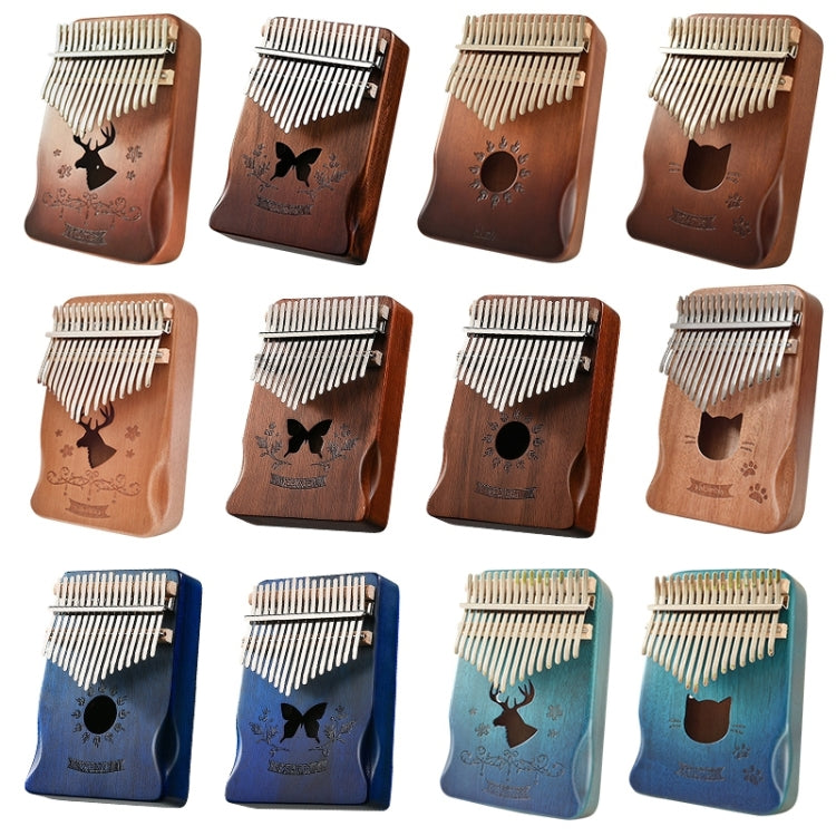 17 Tone Acacia Wood Thumb Piano Kalimba Musical Instruments(Aurora Blue-Sun) - Keyboard Instruments by buy2fix | Online Shopping UK | buy2fix