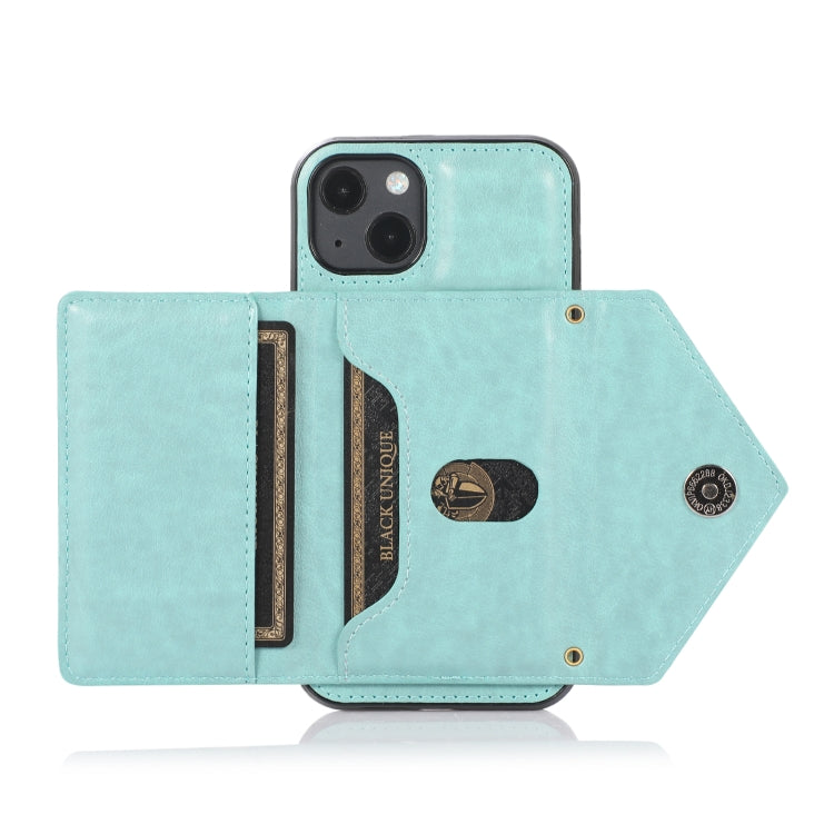 For iPhone 13 Multi-functional Cross-body Card Bag TPU+PU Back Cover Case with Holder & Card Slot & Wallet(Green) - Apple Accessories by buy2fix | Online Shopping UK | buy2fix