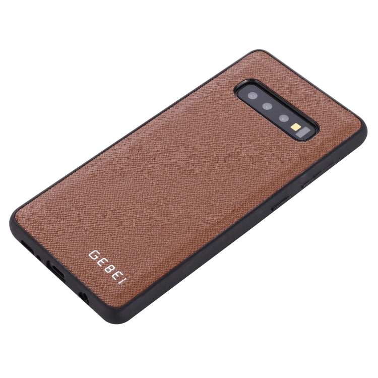 For Galaxy S10 GEBEI Full-coverage Shockproof Leather Protective Case(Brown) - Galaxy Phone Cases by GEBEI | Online Shopping UK | buy2fix