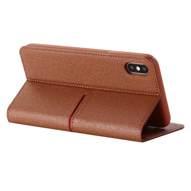For iPhone XS Max GEBEI Top-grain Leather Horizontal Flip Protective Case with Holder & Card Slots & Wallet & Photo Frame(Brown) - More iPhone Cases by GEBEI | Online Shopping UK | buy2fix