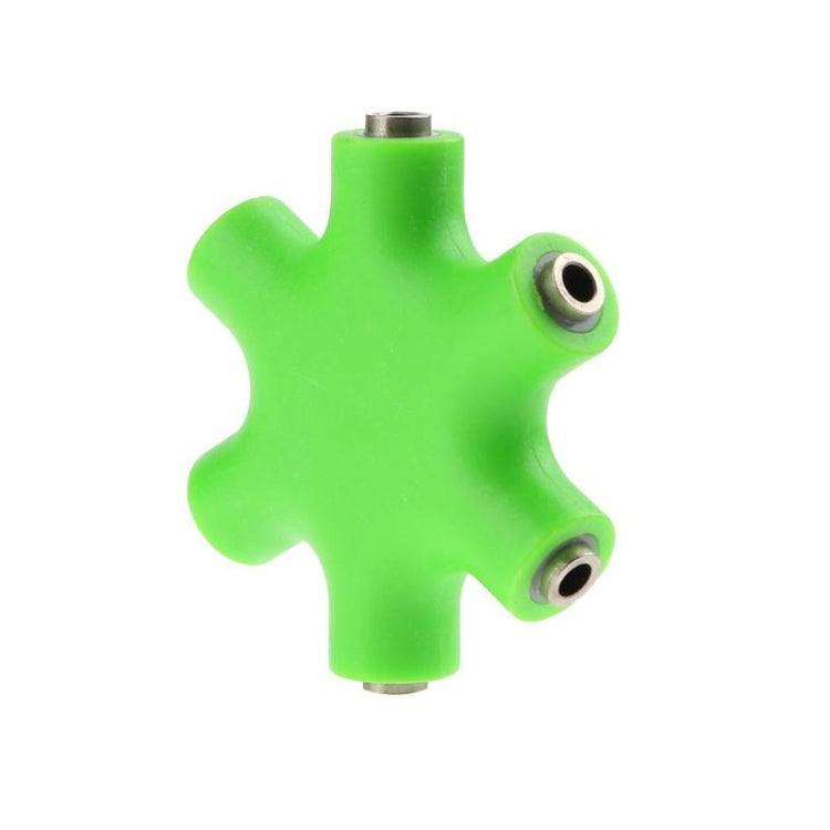 6 in 1 Audio Adapter 3.5mm Jack Multi Port Hub Aux Headphone Splitter Converter(Green) - Splitter Adapter by buy2fix | Online Shopping UK | buy2fix