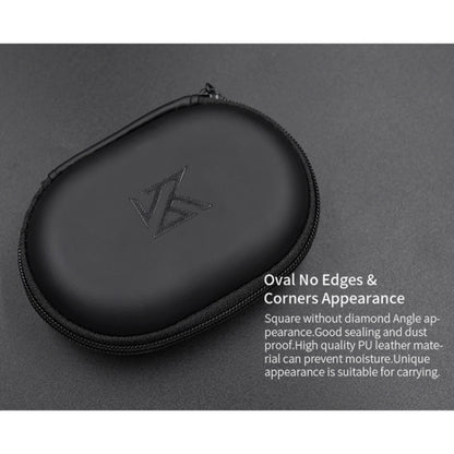 KZ Portable PU Leather Oval Data Cable Charger Earphone Storage Box(Black) - Digital Storage Bag by KZ | Online Shopping UK | buy2fix