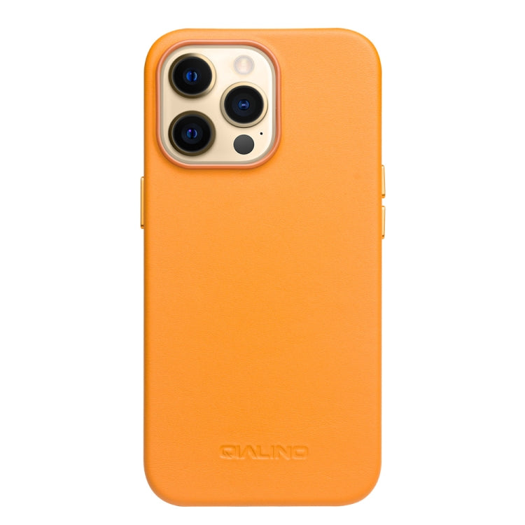 For iPhone 13 Pro Max QIALINO Nappa Cowhide MagSafe Magnetic Protective Case (Orange) - iPhone 13 Pro Max Cases by QIALINO | Online Shopping UK | buy2fix