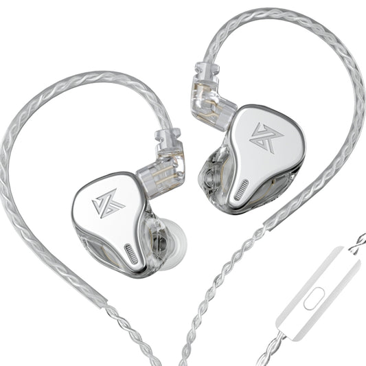 KZ DQ6 3-unit Dynamic HiFi In-Ear Wired Earphone With Mic(Silver) - In Ear Wired Earphone by KZ | Online Shopping UK | buy2fix