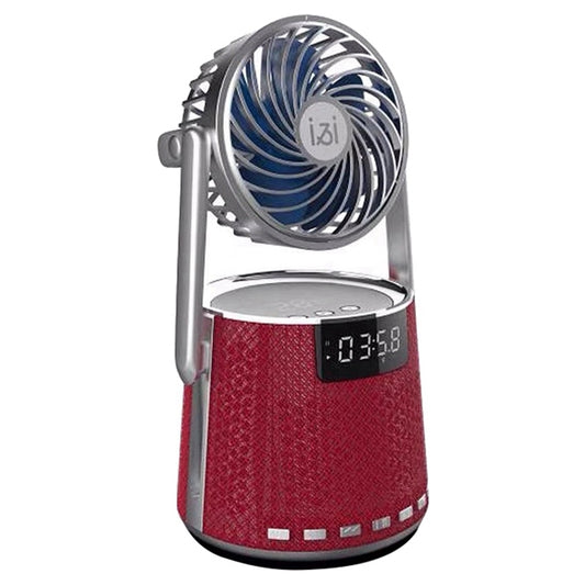 SOAIY K8 Wireless Bluetooth Dual Alarm Clock Speaker with Small Fan(Red) -  by buy2fix | Online Shopping UK | buy2fix