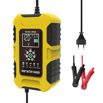 FOXSUR 10A 12V 7-segment Motorcycle / Car Smart Battery Charger, Plug Type:US Plug(Yellow) - Battery Charger by FOXSUR | Online Shopping UK | buy2fix