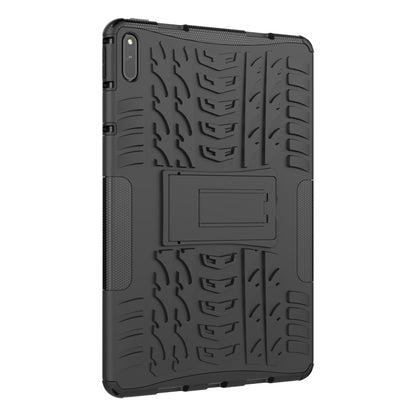 For Huawei MatePad 11 Tire Texture Shockproof TPU+PC Protective Case with Holder(Black) - For Huawei by buy2fix | Online Shopping UK | buy2fix