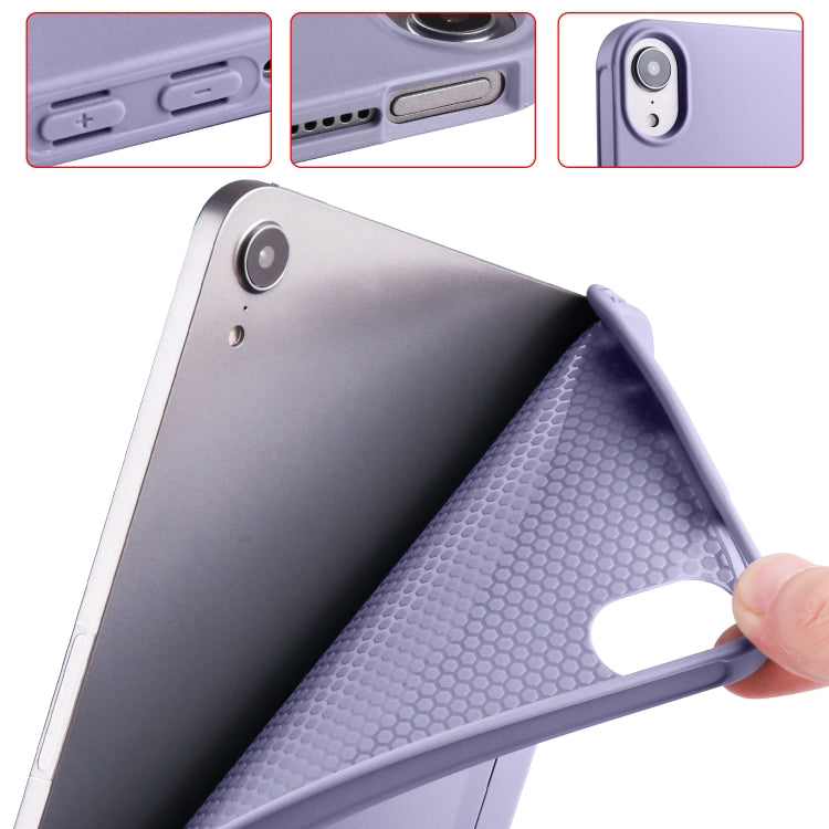 For iPad mini 6 3-folding Horizontal Flip Honeycomb TPU Shockproof + PU Leather Tablet Case with Holder(Lavender Gray) - iPad mini 6 Cases by buy2fix | Online Shopping UK | buy2fix