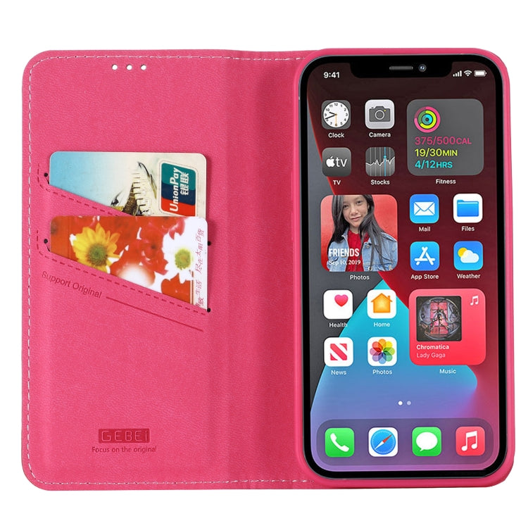 For iPhone 13 Pro GEBEI PU+TPU Horizontal Flip Protective Case with Holder & Card Slots (Rose Red) - iPhone 13 Pro Cases by GEBEI | Online Shopping UK | buy2fix