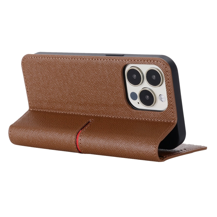 For iPhone 13 GEBEI Top-grain Leather Horizontal Flip Protective Case with Holder & Card Slots & Wallet & Photo Frame(Brown) - iPhone 13 Cases by GEBEI | Online Shopping UK | buy2fix