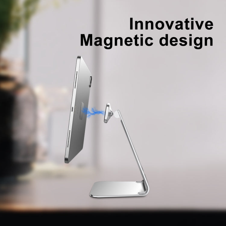 R-JUST PB01 L-shaped Magnetic Rotatable Aluminum Alloy Mobile Phones Tablets Holder(Silver) - Desktop Holder by R-JUST | Online Shopping UK | buy2fix