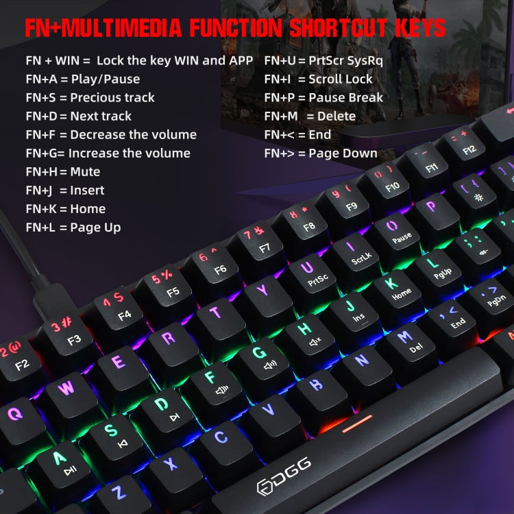 HXSJ V900 61 Keys Cool Lighting Effect Mechanical Wired Keyboard(Black) - Wired Keyboard by HXSJ | Online Shopping UK | buy2fix