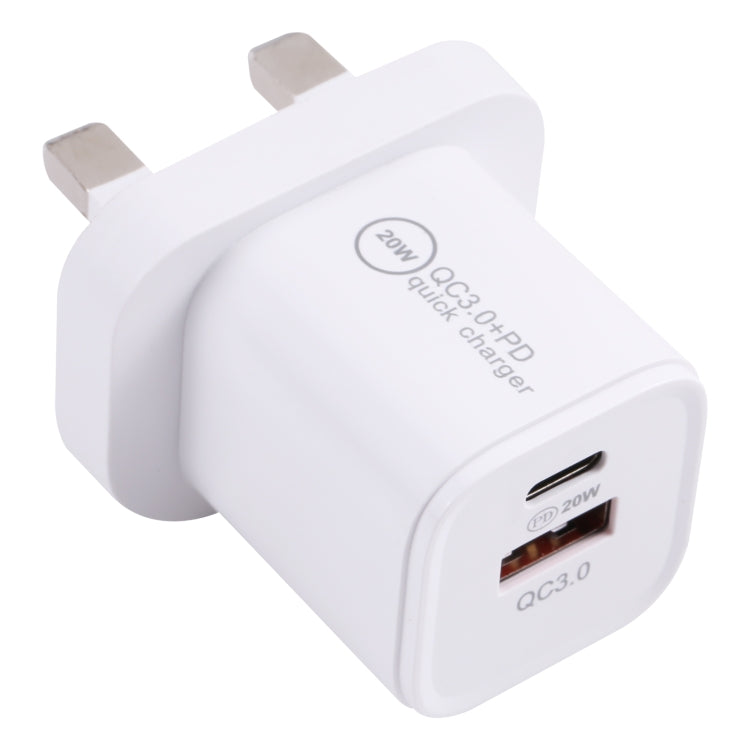 20WACB 20W QC3.0 + PD Quick Charger, Plug Specification:UK Plug(White) - Apple Accessories by buy2fix | Online Shopping UK | buy2fix