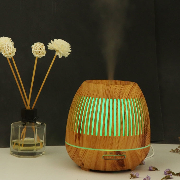 400ml Hollow-out LED Humidifier Wood Grain Air Purifier Aromatherapy Machine Automatic Alcohol Sprayer with Colorful LED Light, Plug Specification:EU Plug(Light Brown) - Home & Garden by buy2fix | Online Shopping UK | buy2fix