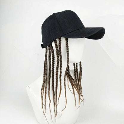 Dreadlocks Wig Hat One-piece Headgear for Men and Women, Style: Black Cap(Light Brown Braid About 35cm) - Wigs by buy2fix | Online Shopping UK | buy2fix