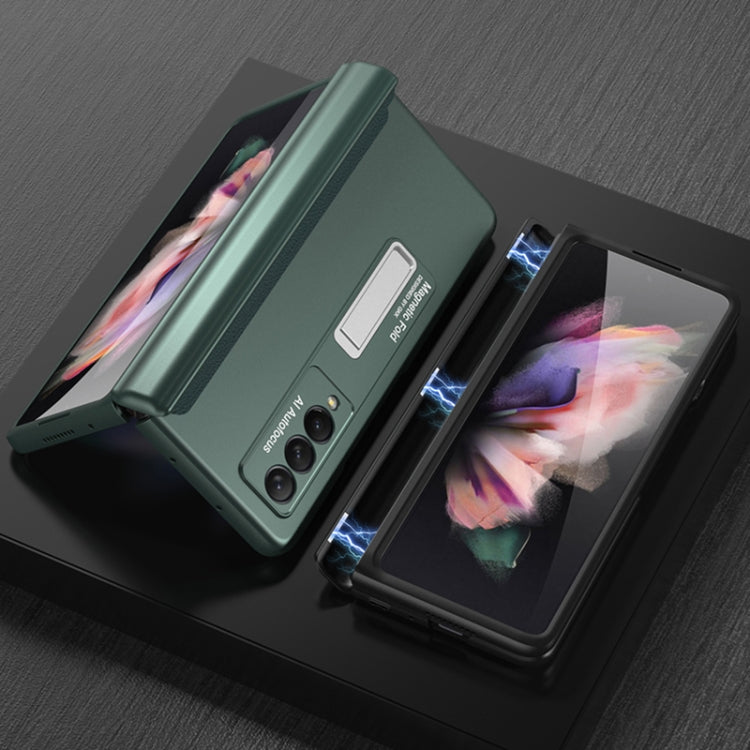 For Samsung Galaxy Z Fold3 5G GKK Magnetic Full Coverage Phone Flip Case with Holder(Dark Green) - Galaxy Phone Cases by GKK | Online Shopping UK | buy2fix